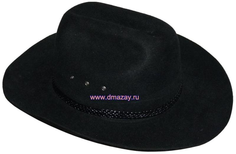 Шляпа фетровая с широкими полями для охоты черного цвета Чехия